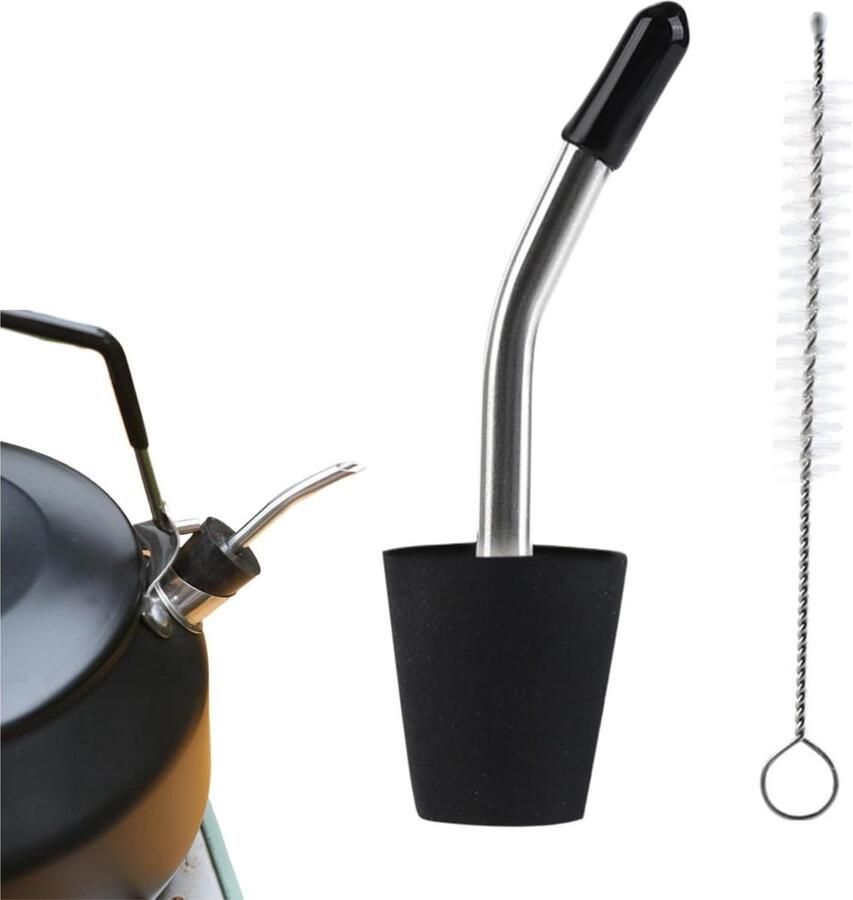 Waterkoker Uitloop Adapter Tuit Verlengstuk Precisie Schenken Met Reinigingsborstel 15-19 cm Zwart