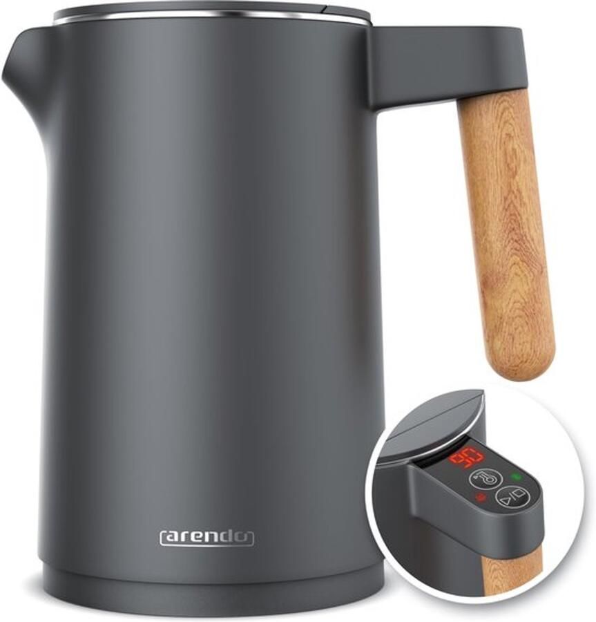Waterkoker van roestvrij staal met temperatuurinstelling 45 °C 100 °C 1 5 liter dubbelwandig BPA-vrij Warmhoudfunctie Theekoker met temperatuurweergave Handvat Cool Touch