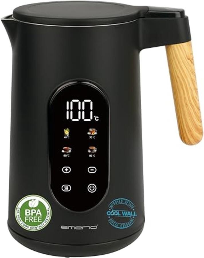 Waterkoker van roestvrij staal met temperatuurkeuze van 40-100 °C en 1 7 liter capaciteit