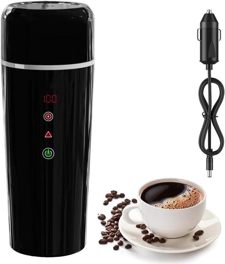 Waterkoker voor auto 12V 24V waterkoker beker voor vrachtwagen taxi 420ml draagbare snelle flessenwarmer mini-thee en koffiemok met 304 roestvrijstaal voering en temperatuurregeling voor reizen