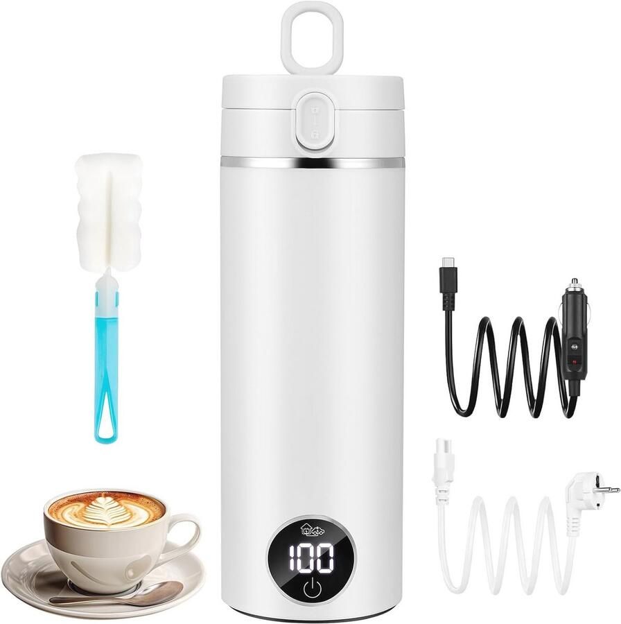 Waterkoker voor auto 450 ml mini draagbare elektrische waterkoker voor onderweg ideaal voor vrachtwagen en camping