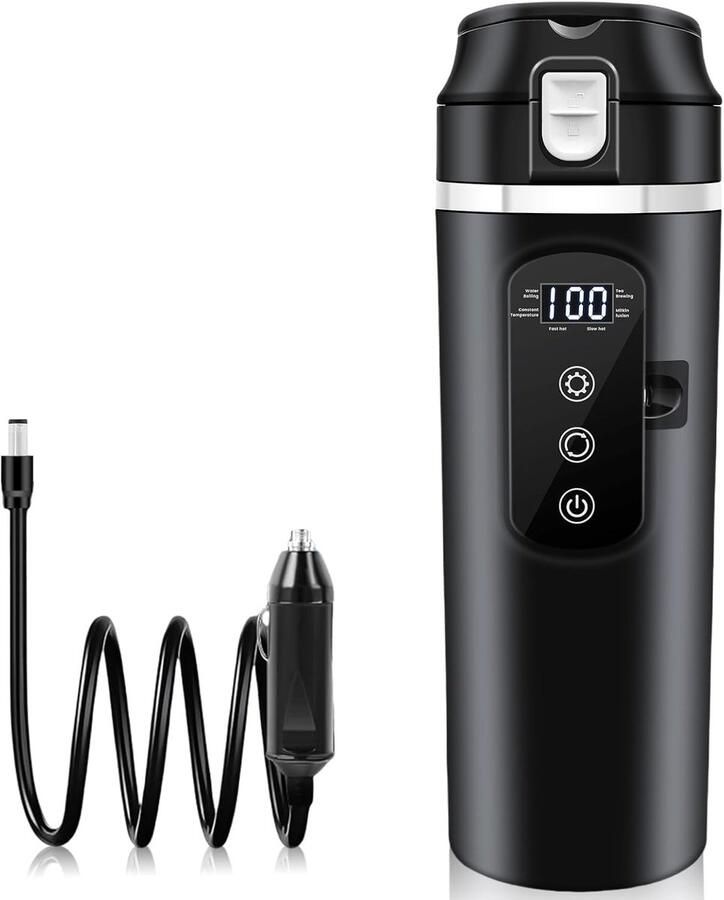 Waterkoker voor auto autoverwarmingsbeker 500 ml reiswaterkoker auto reizen elektrische 12 V mini-koffie tot 100 °C variabele temperatuurregeling voor vrachtwagen camping