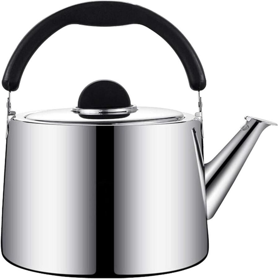 Waterkoker Voor Gas Fluitketel RVS Koffie Thee Zetten Brede Opening 2.5 Liter Zilver