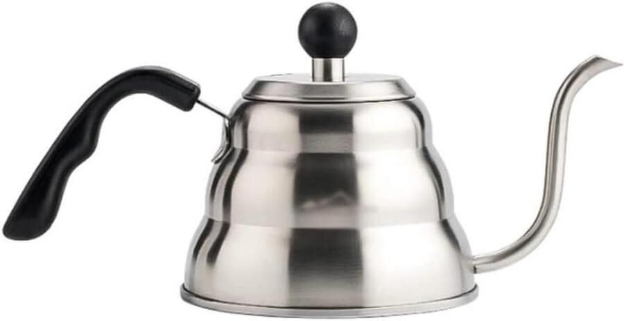 Waterkoker Voor Kachel Theepot RVS Koffie Zetten Zwanenhals Gietuitloop 1 Liter Zilver