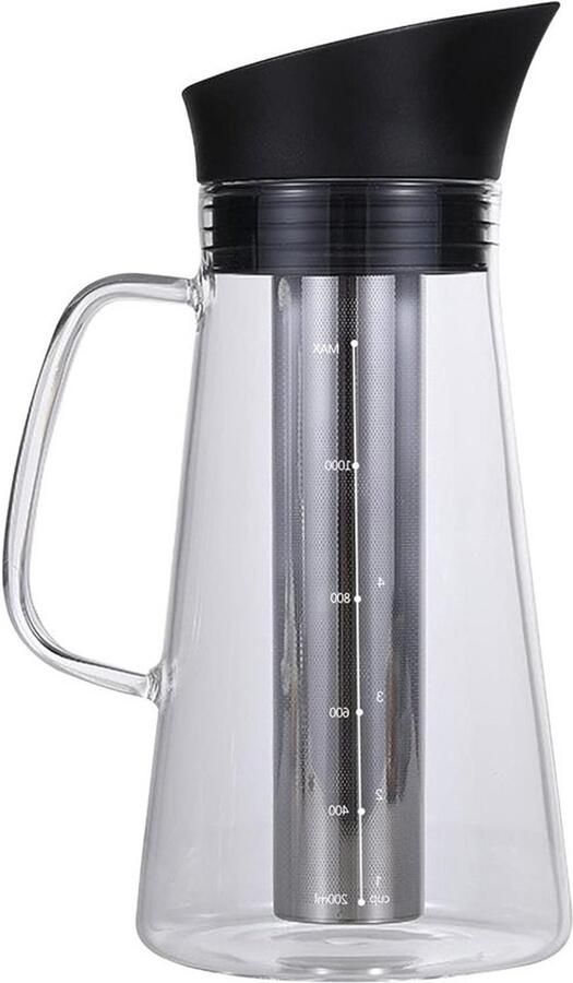 Waterkoker voor koude extractie Cold brew maker IJskoffie bereiden Fijn filter 1.5 Liter Transparant