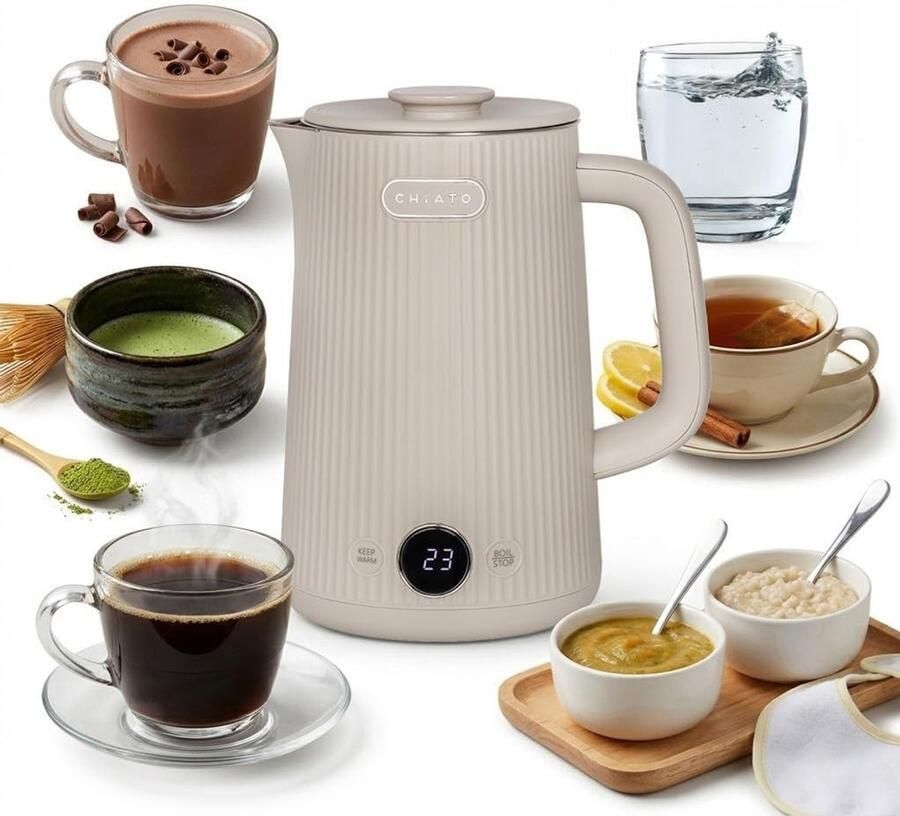 Waterkoker Zand 1 7 l Roestvrijstalen Waterkoker met Temperatuurkeuze Voor Thee en Koffie
