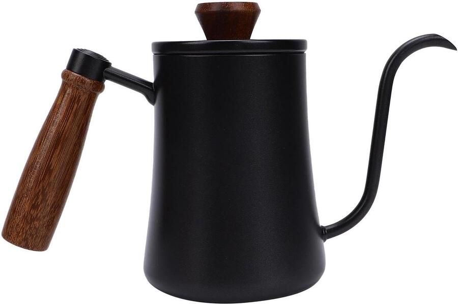 Waterkoker Zwanenhals Campingtheepot Zwart Koffie en Thee Zetten Roestvrij Staal 23D x 15B x 10H cm