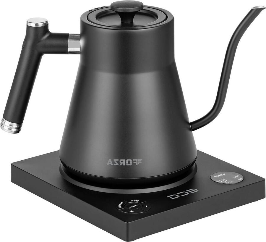 Waterkoker Zwanenhals Design waterketel Koffie Thee Temperatuur instelbaar 1 Liter Mat Zwart