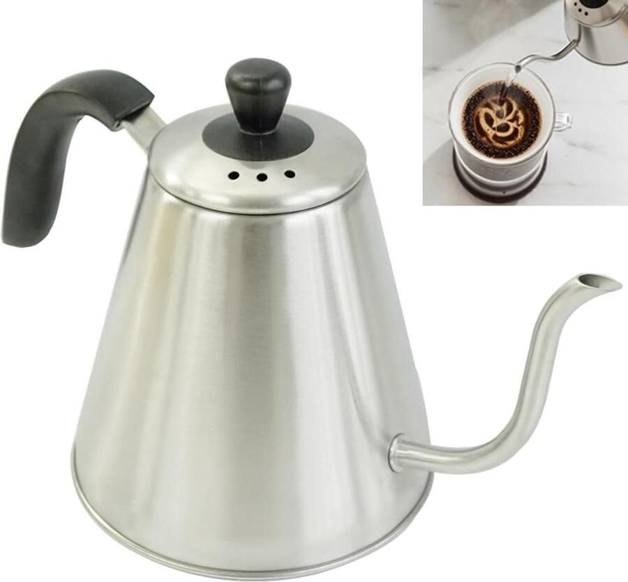 Waterkoker Zwanenhals Precisie Schenker Filterkoffie Zetten BPA-vrij Roestvrij Staal 1 Liter Zilver