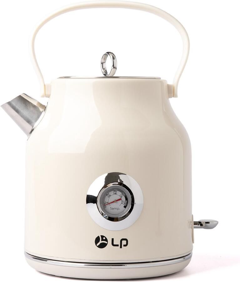 Waterkokers Retro Elektrische Waterkoker 1.7L RVS Temperatuurindicator Met Thermometer 2200W BPA-vrij Wit