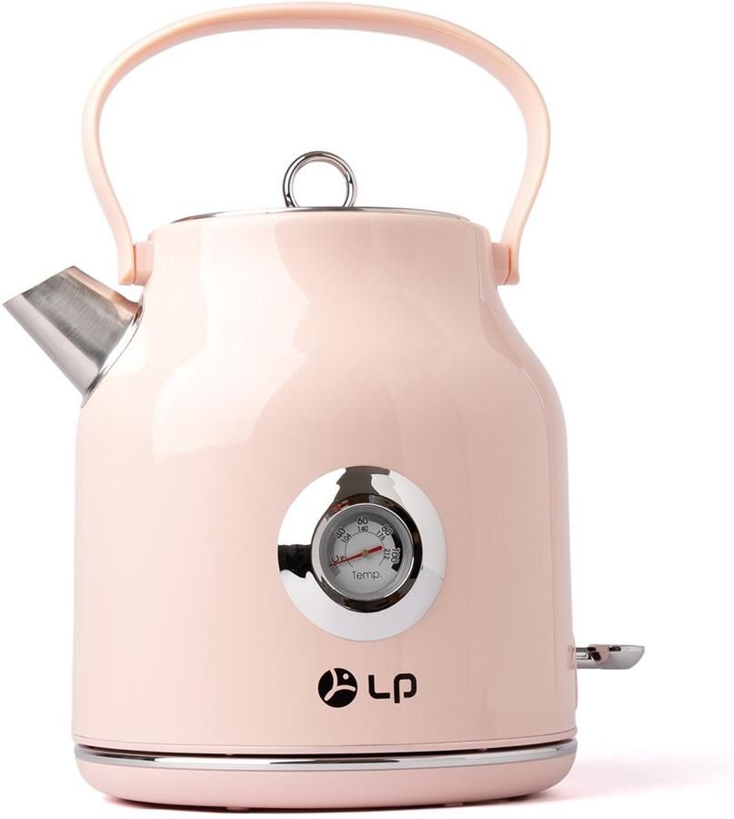 Waterkokers Retro Elektrische Waterkoker 1.7L RVS Temperatuurindicator Met Thermometer 2200W BPA-vrij Roze