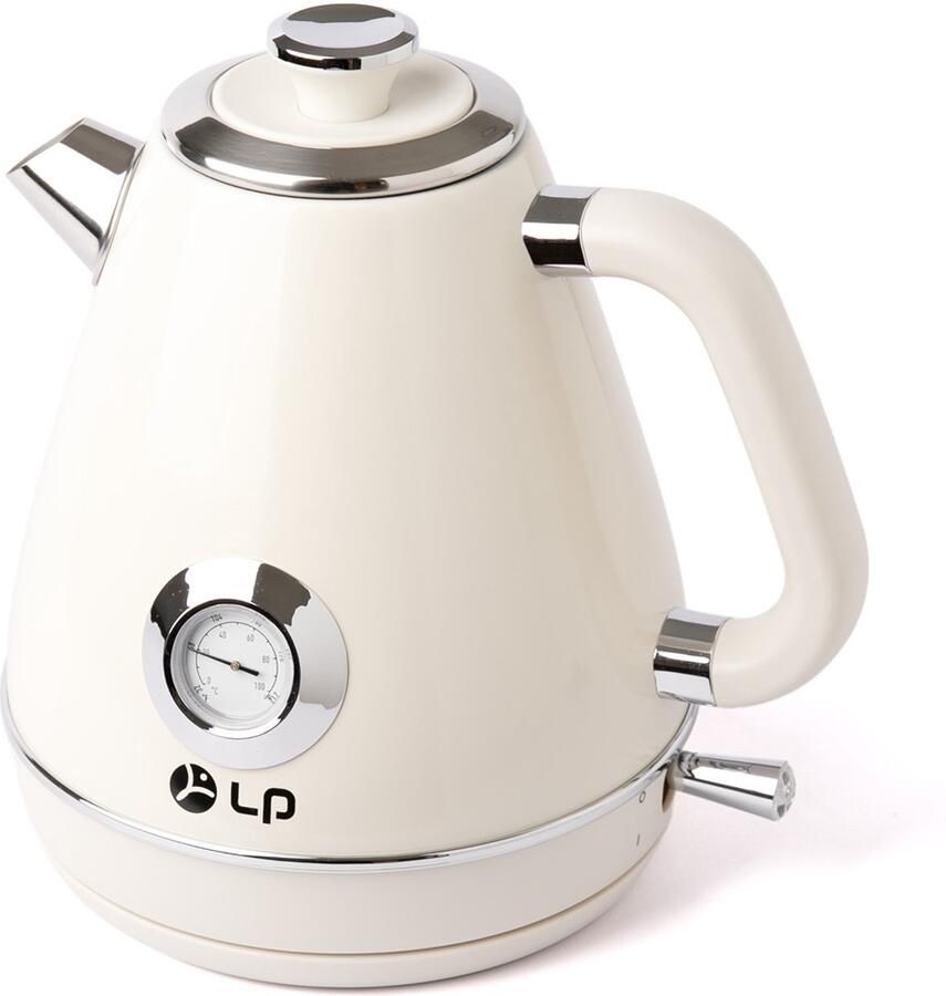 Waterkokers Retro Elektrische Waterkoker 1.7L RVS Temperatuurindicator Met Thermometer 2200W BPA-vrij Wit