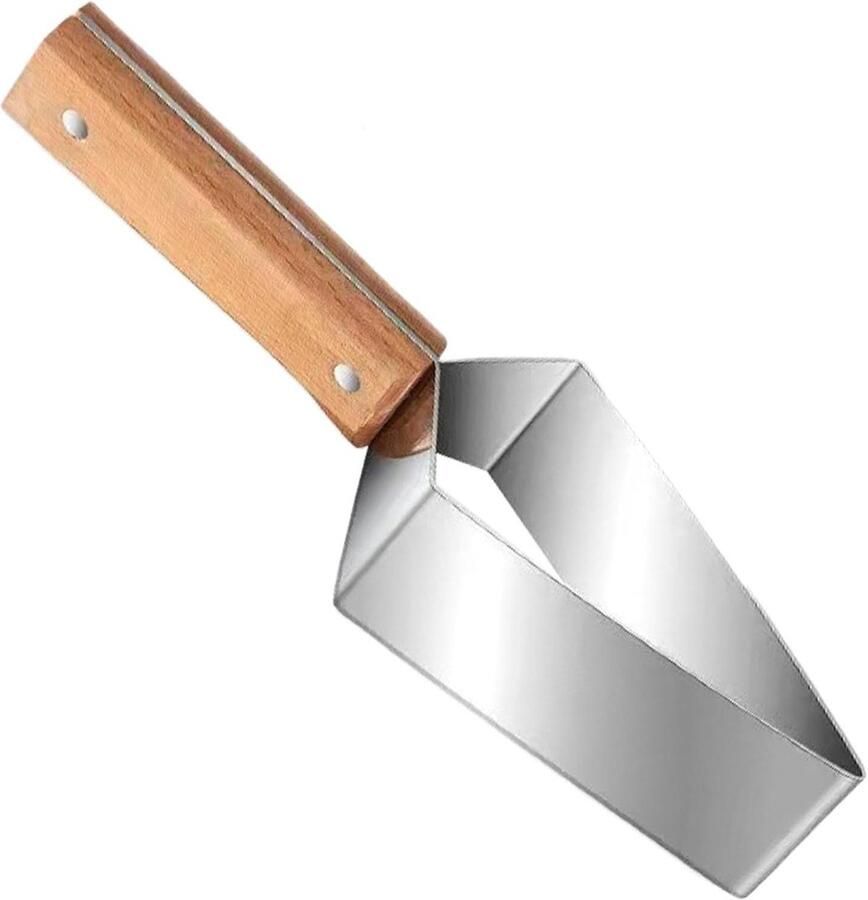 Watermeloen Snijder Fruitsnijder Slicer Moeiteloos Fruit Snijden Ergonomische Houten Greep 22x6 cm Zilver