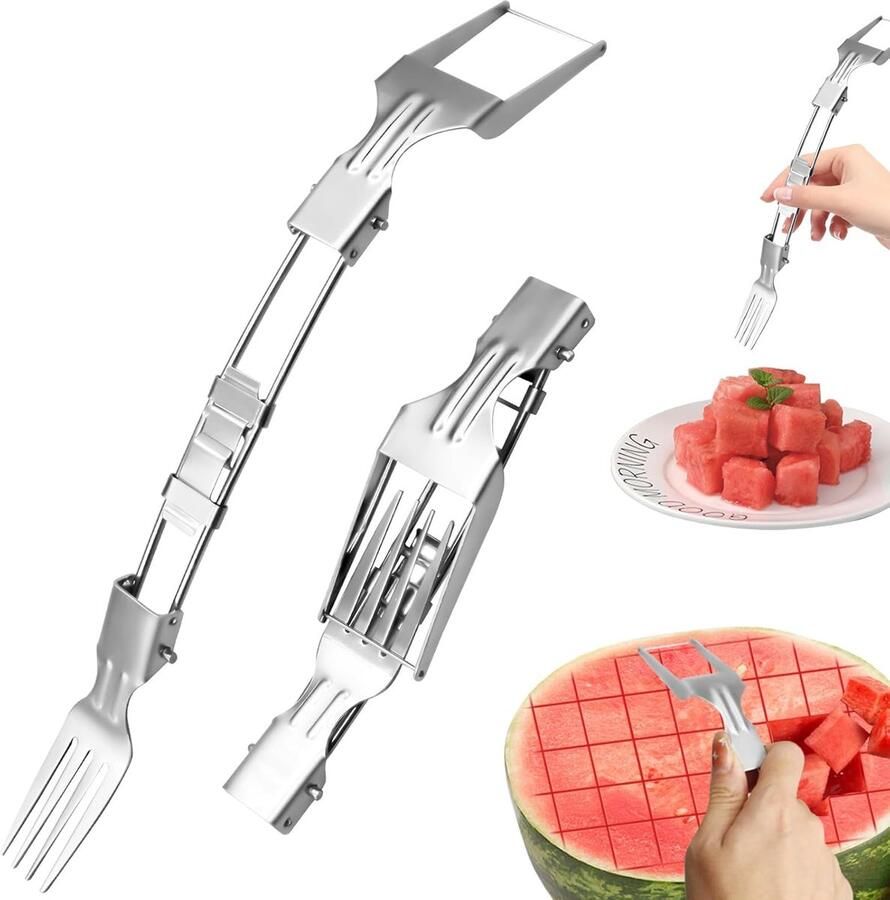 Watermeloen Snijder Meloen Cutter Tool Snel Fruit Snijden Roestvrij Staal 9.45 Inch 2 Stuks - Foto 1