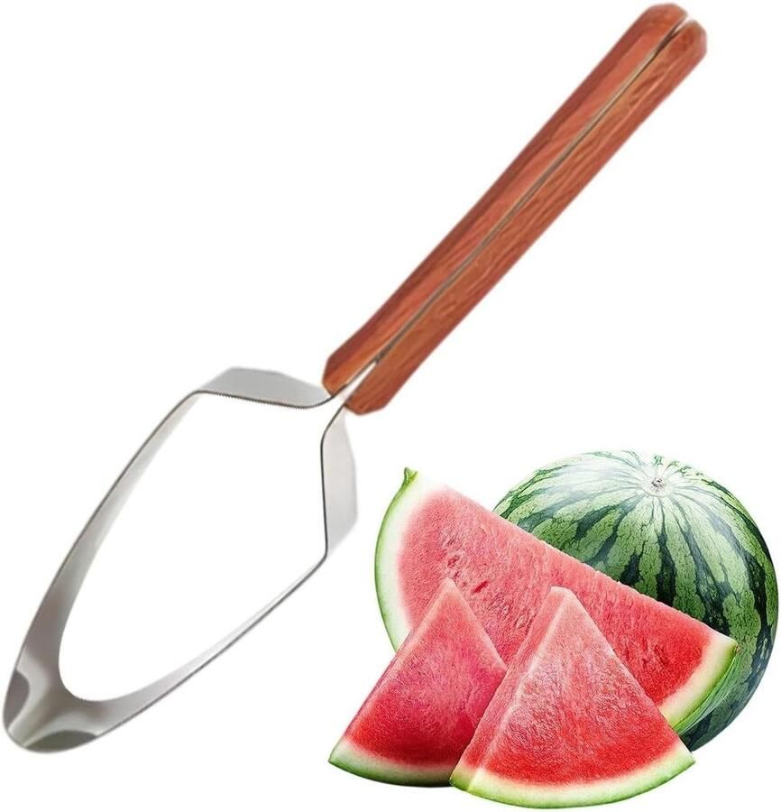 Watermeloen Snijder Meloen Slicer Fruit Snel Snijden Driehoekig Ontwerp 25 cm Zilverkleurig