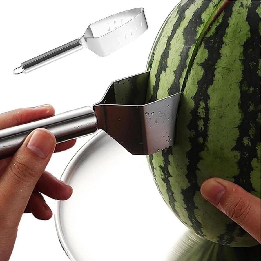 Watermeloensnijder Fruit snijder Fruit portioneren Roestvrij staal 25x6x6 cm Zilver