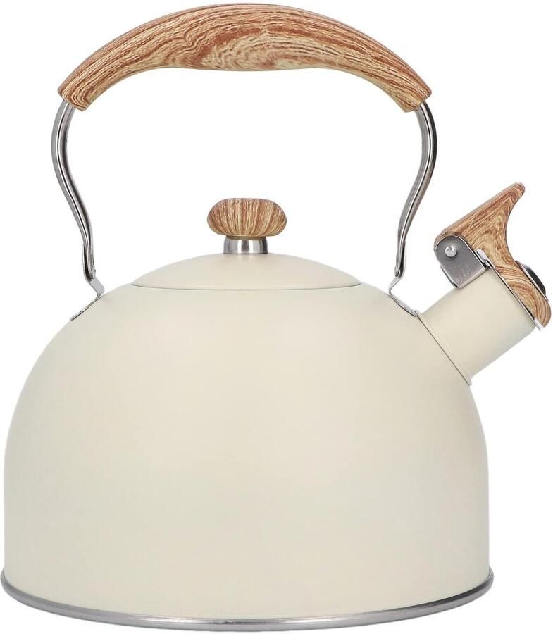 Watertelische Inductie 2 5 L Whistle Roestvrijstalen Theeketel met Houten Optica -handgreep Fluitketel voor Gasfornuis Keramische Kachelinductiekook