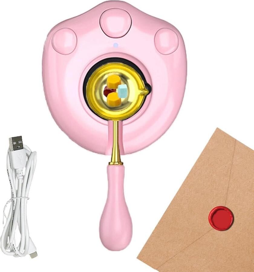 Wax Smelt Set Zegellak Oven Kaarten Versieren Kattenpoot Ontwerp 11.5 x 9.1 x 6.8 cm Roze