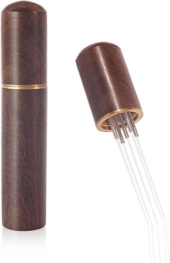 WDT Distributie Tool Koffie Naald Roerder Espresso Bereiden Elastische Roestvrij Stalen Naalden 8.9 cm Walnoothout