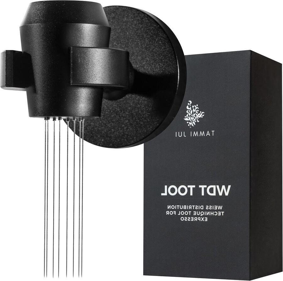 WDT Tool Espresso Naaldverdeler Koffie Gelijkmatige Extractie Magnetische Houder 8 Naalden Zwart