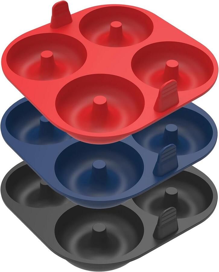 Webake Donutvorm voor heteluchtfriteuse Siliconen Donut Mallen voor Bakken 3 Stks 8 cm Bagel Mould Air Fryer Accessoires Bakplaat
