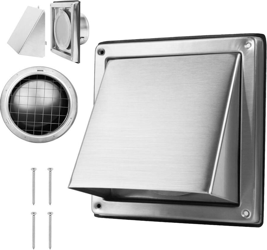 Weerbestendig Rooster Ventilatierooster Afzuigkap Buiten Ventilatie Roestvrij Staal 304 125 mm Zilver