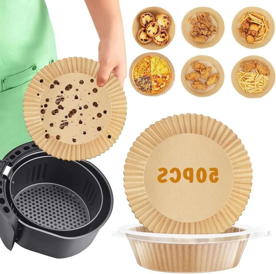 Wegwerp Airfryer Liners Perkament Bakpapier Keuken Schoonhouden Olie Waterdicht 50 Stuks Bruin