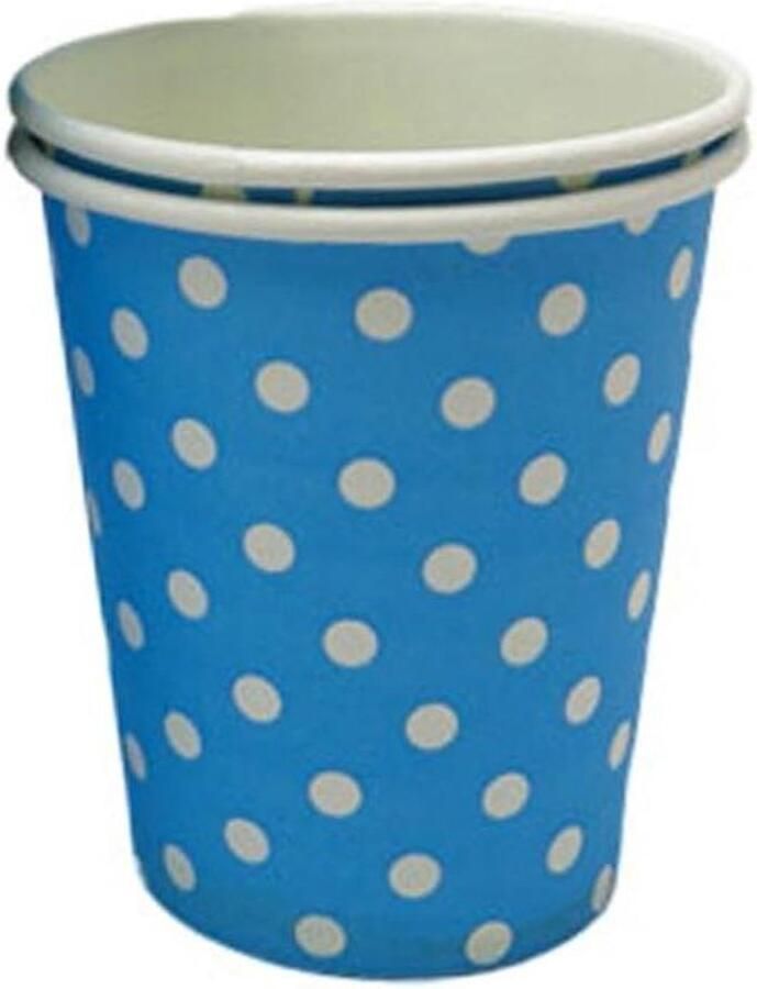 Wegwerp Bekers Papieren Bekers Koffie Drinken Milieuvriendelijk Materiaal 825 oz Blauw met Witte Stippen