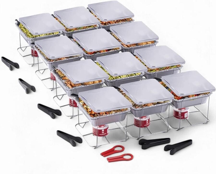 Wegwerp Buffet Sets Voedsel Warmers Feesten Organiseren Complete Set 12 Stuks Zilver