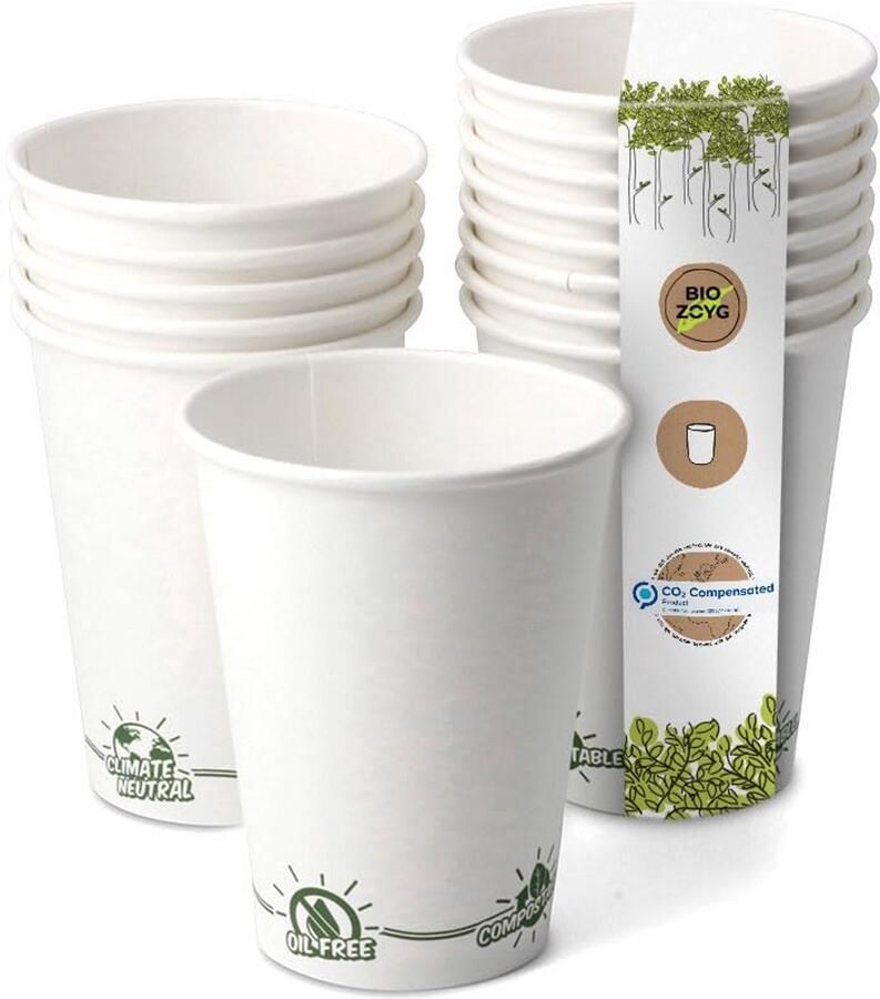 Wegwerpbekers Espresso bekers papieren bekers Feestjes en beurzen Composteerbaar met PLA-coating 100 ml Wit