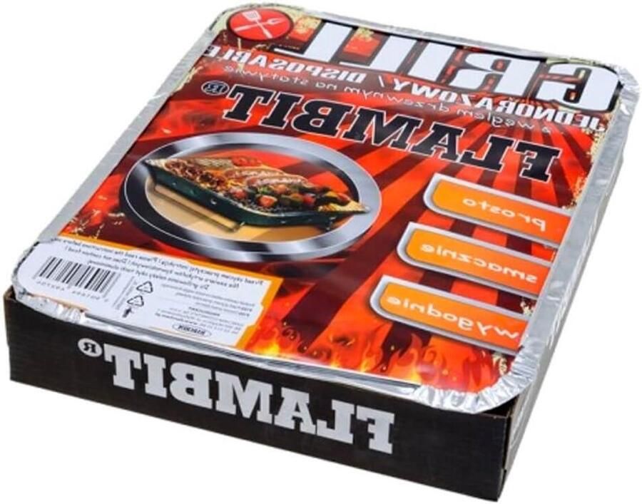 Wegwerpgrill To Go Draagbare BBQ Buiten koken Met ontstekingshulp 30 x 25 cm Zilver