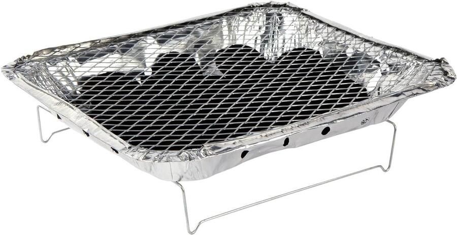 Wegwerpgrill Draagbare BBQ Buiten Koken Klaar in 20 min 25 x 31 cm Zwart
