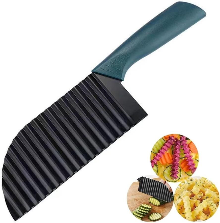 Wellenmesser voor aardappels Wellensnijder van 304 roestvrij staal aardappelsnijder mes Crinkle Cutter frietsnijder voor groenten wortels uien fruit