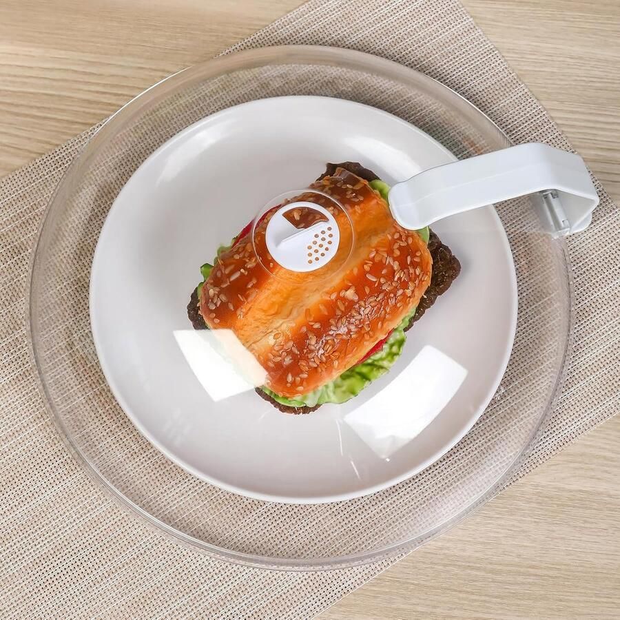 WENWELL Magnetron Splatter Cover voor Voedsel 12 inch Grote Clear Magnetron Splash Guard Fornuis deksel met handvat Schotel schaal Plaat Serveerhoes Thuis Keuken Essentieel BPA-vrij Saft Plastic