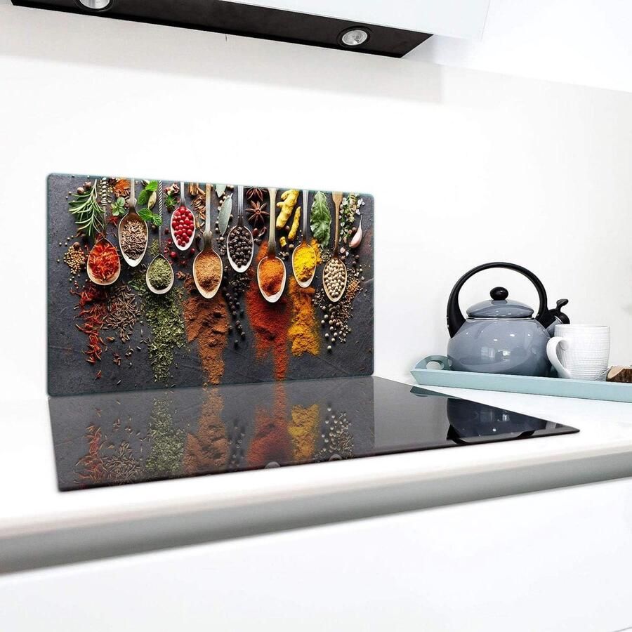 Werkblad Beschermer Glasplaat Kookplaat Keuken Beschermen Krasbestendig Gehard Glas 90x52 cm Kleurrijk