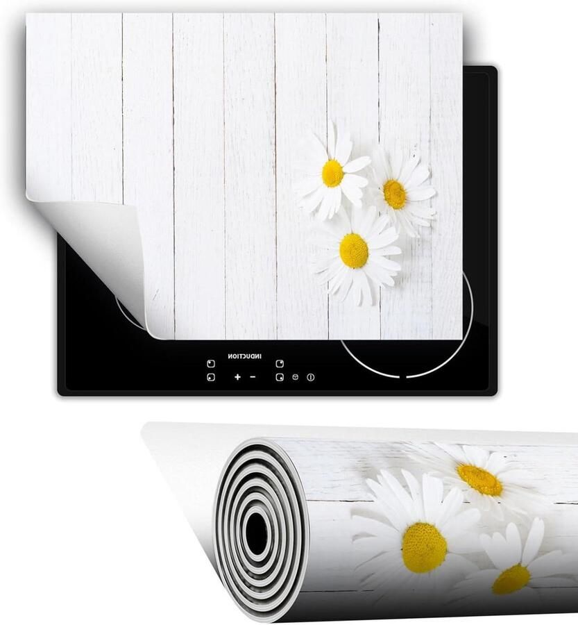 Werkbladbeschermer Inductie Kookplaat Mat Keuken Beschermen Extra Werkruimte 80x52 cm Bloemen Hout