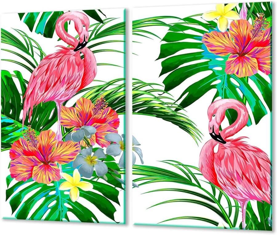 Werkbladbeschermers Kookplaat afdekking Keuken Decoratie Gehard glas 2 x 30 x 52 cm Wit