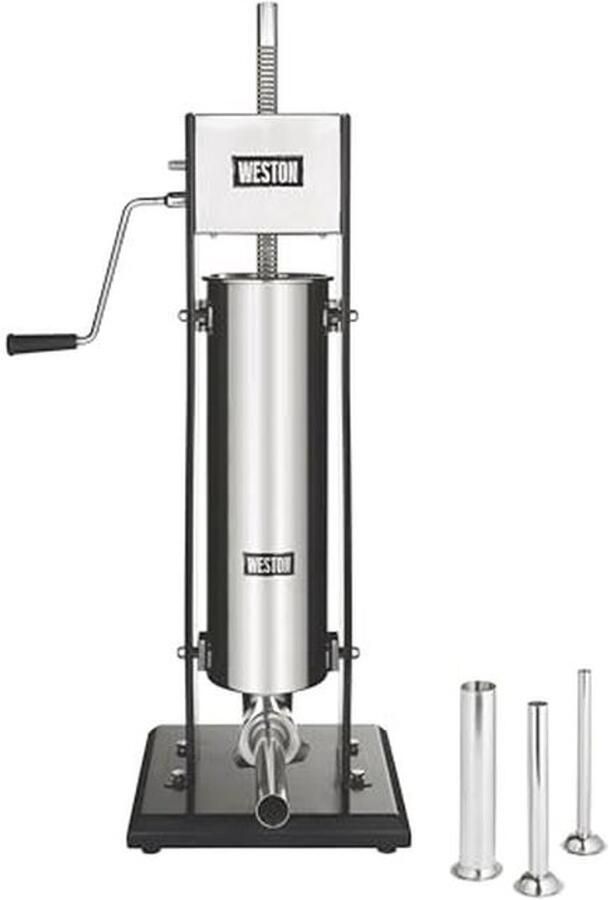 Weston 86-1501-W 15 lbs. Commerciële kwaliteit verticale worstvuller roestvrij staal zilver