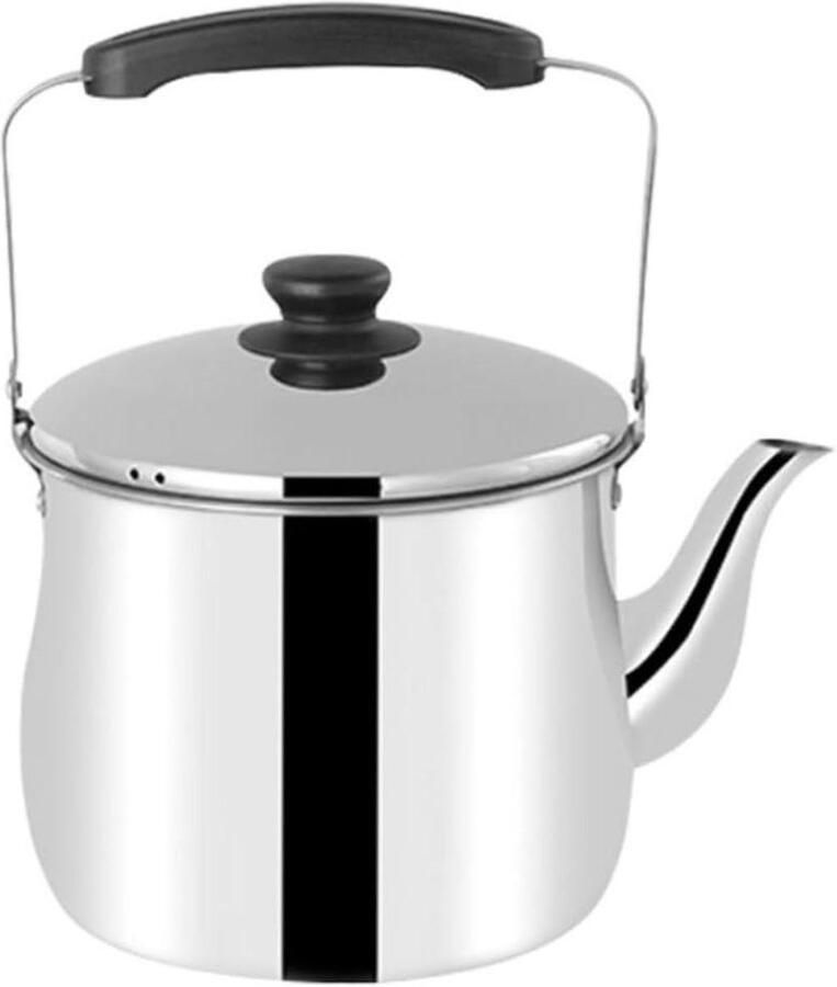 Whistle Water Kettle Theepot Waterkoker Water Koken Anti-scald Handle 5L Zilver