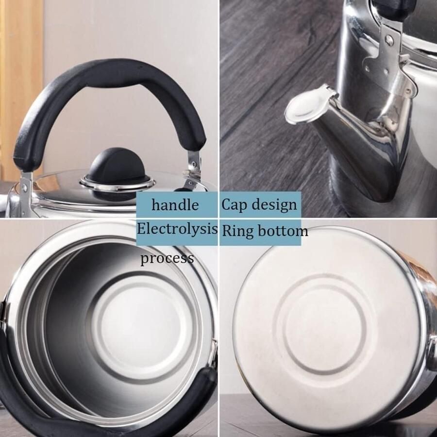 Whistling Kettle Waterkoker Theepot Water Koken Ergonomische Handgreep 3L Zilverkleurig