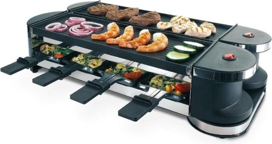 White-Label Gourmetstellen Raclette Teppanyaki-bakplaat Zwart