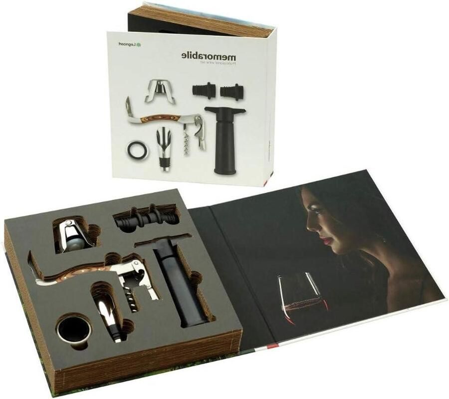 Wijnaccessoires Set Wijnkenner Grand Wijn Serveren Gemaakt in Italië 7 Stuks Bruin