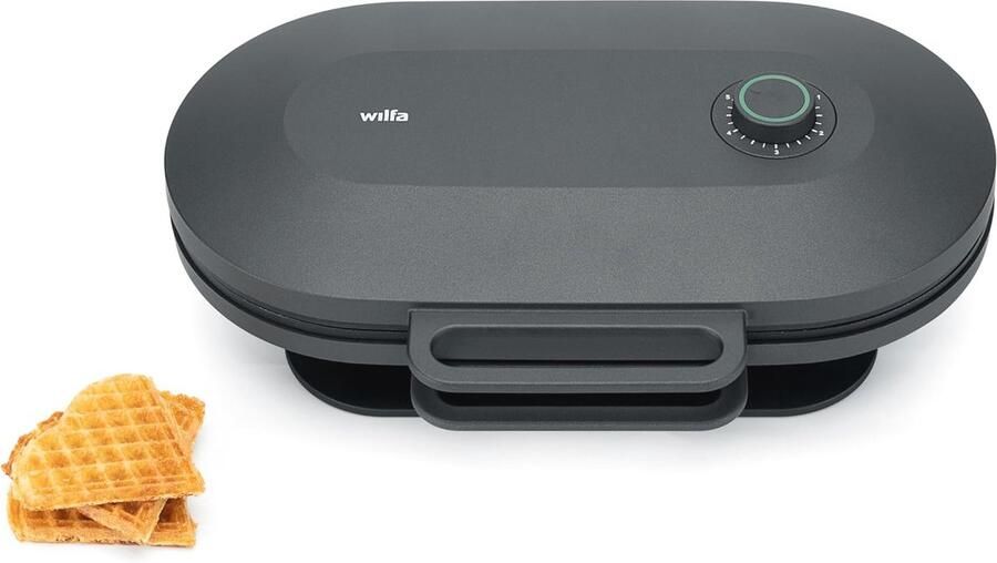 Wilfa JOY Double Wafelijzer 1500 watt 2 x 20 cm grote hartwafels 5 temperatuurmodi met alarmbel incl. deeglepel (zwart)