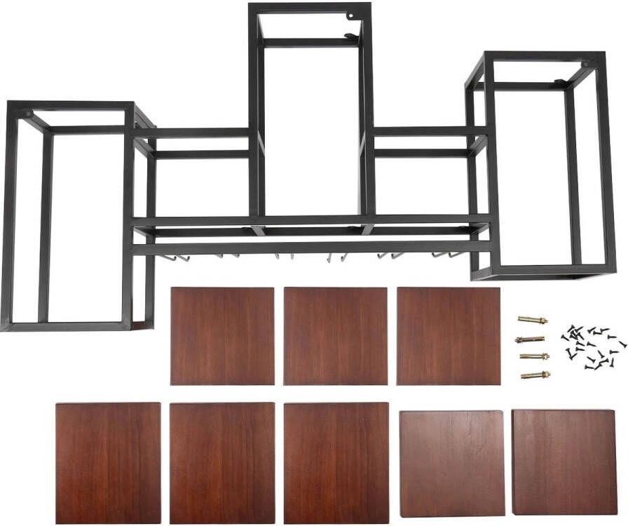 Wine Rack Wine Bottle Rack Wijnrek Wijnflessenrek Metalen Wijnfleshouder Industrieel Wandgemonteerd Wijnrek Luxe Opslag voor Wijnflessen & Glazen