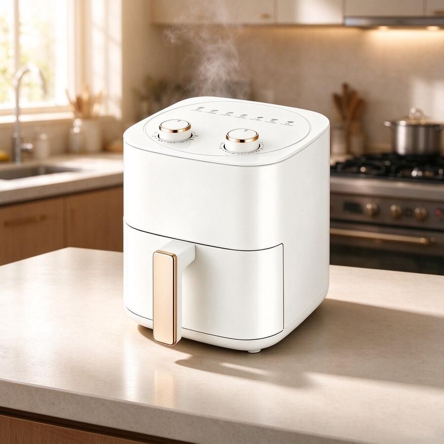 Witte airfryer met grote capaciteit van 6 liter – Multifunctionele elektrische friteuse met 3D-hittecirculatie geschikt voor thuisgebruik