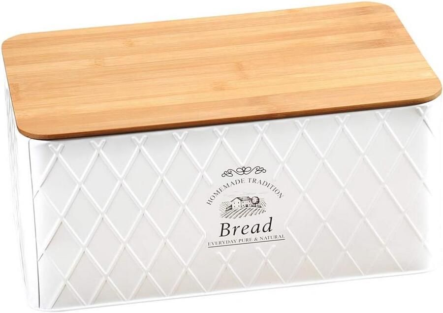 Witte Broodtrommel Landhuis van Metaal 32 x 15 x 21 cm Duurzaam en Stijlvol