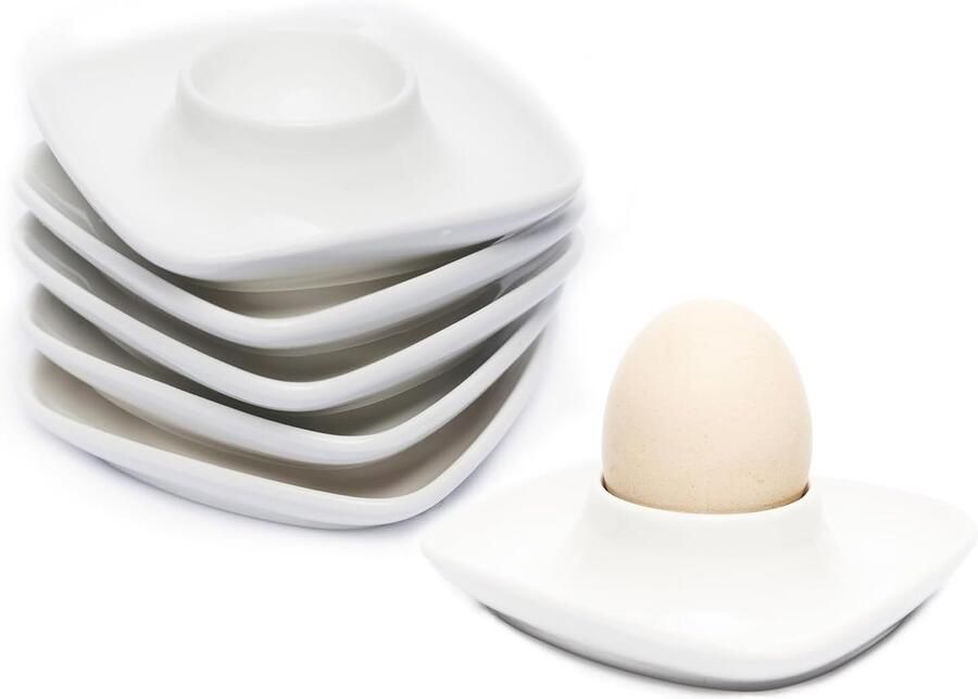 Witte Ei Cups Eierhouders voor Hardgekookte Eieren Set 6pcs