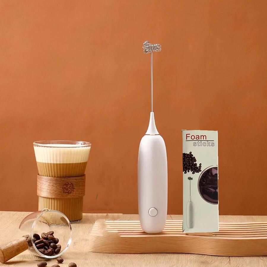 Witte elektrische melkopschuimer draadloze mini mixer voor koffie eiwit en milkshakes zonder batterij