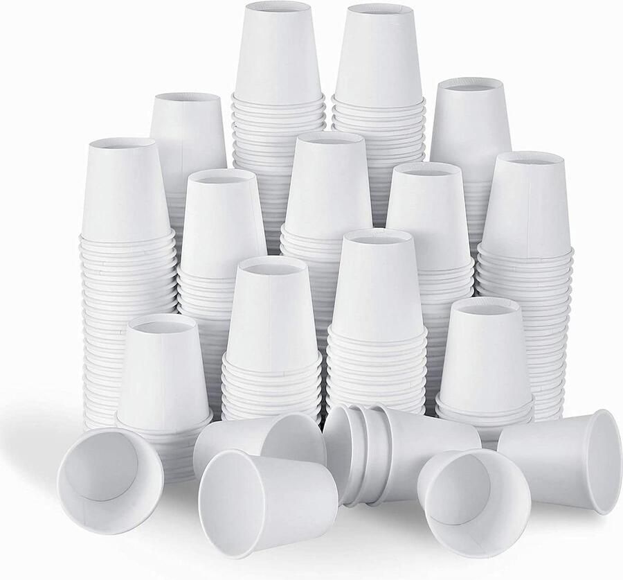 Witte papieren bekers Wegwerpbekers Drinken Lekvrij en stevig 300 stuks Wit