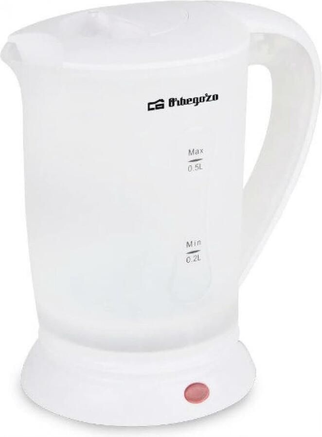 Witte waterkoker 0 5 l met opvouwbaar veiligheidsdeksel en 700 W vermogen